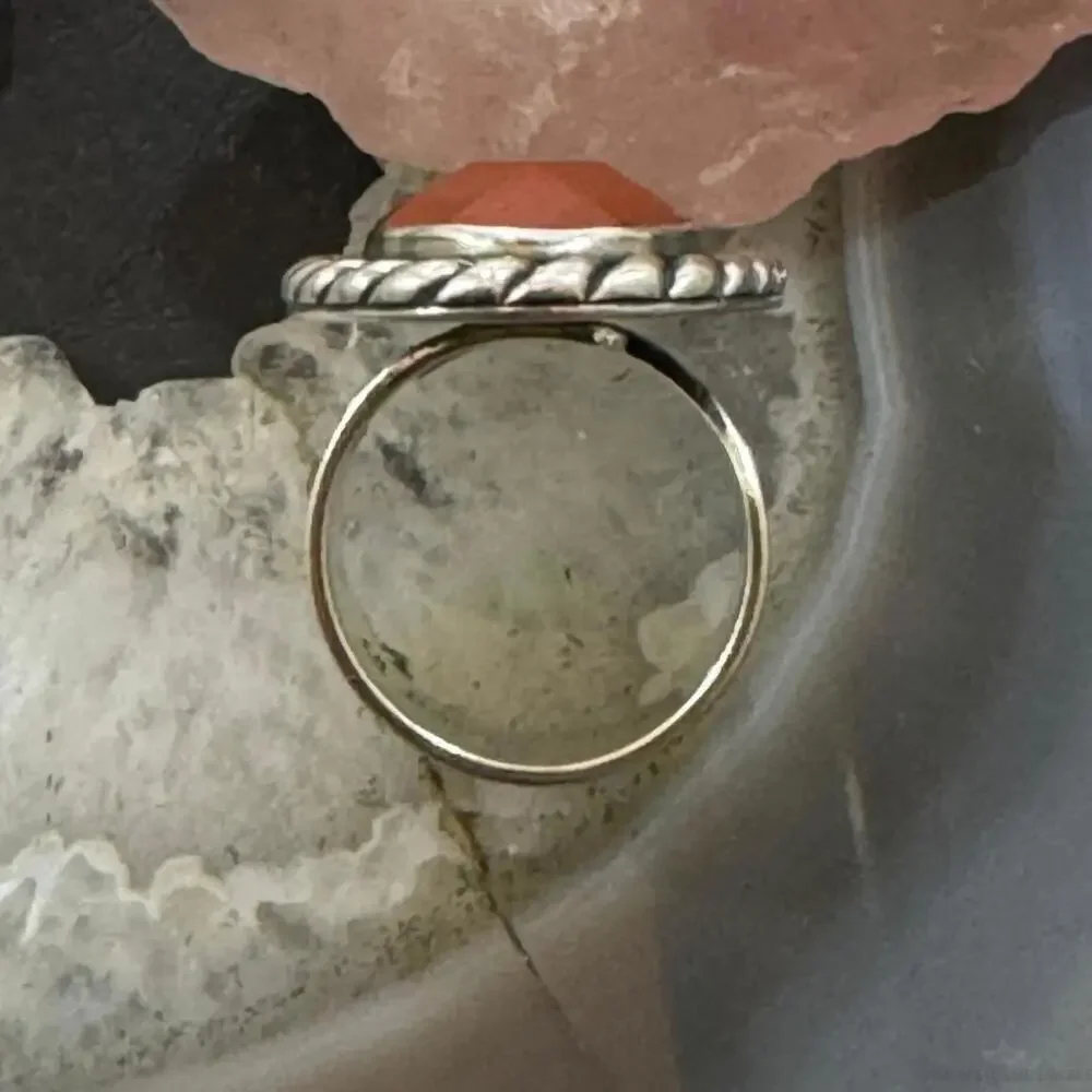 Carolyn Pollack Sterling Silver Oval Faceted Carnelian Ring Size 6.5 For Women